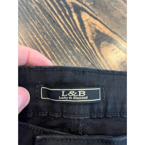 NWT Lucky & Blessed Black Jeans Women 24 Distressed Lace Grunge Goth Coquette - Picture 2 of 10